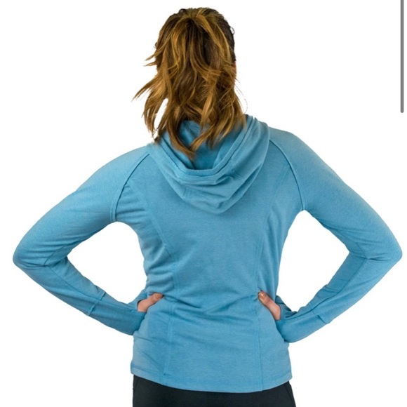 Alex + Abby turquoise stretch cotton hoodie with princess seams & pockets! - Picture 2 of 7
